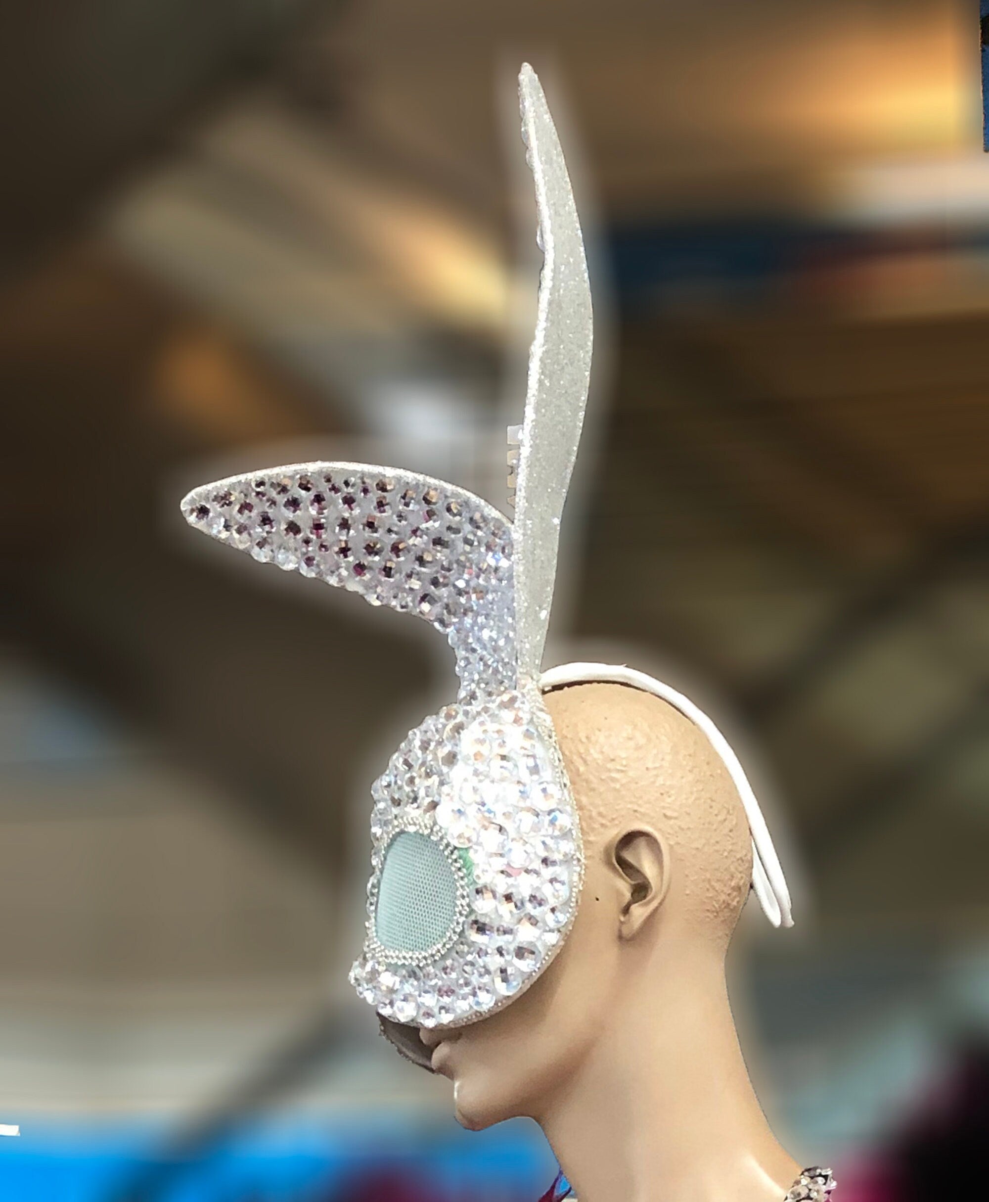 Da NeeNa H950 Rabbit Sexy Star Pageant Dancer Crystal Showgirl Mask Headdress