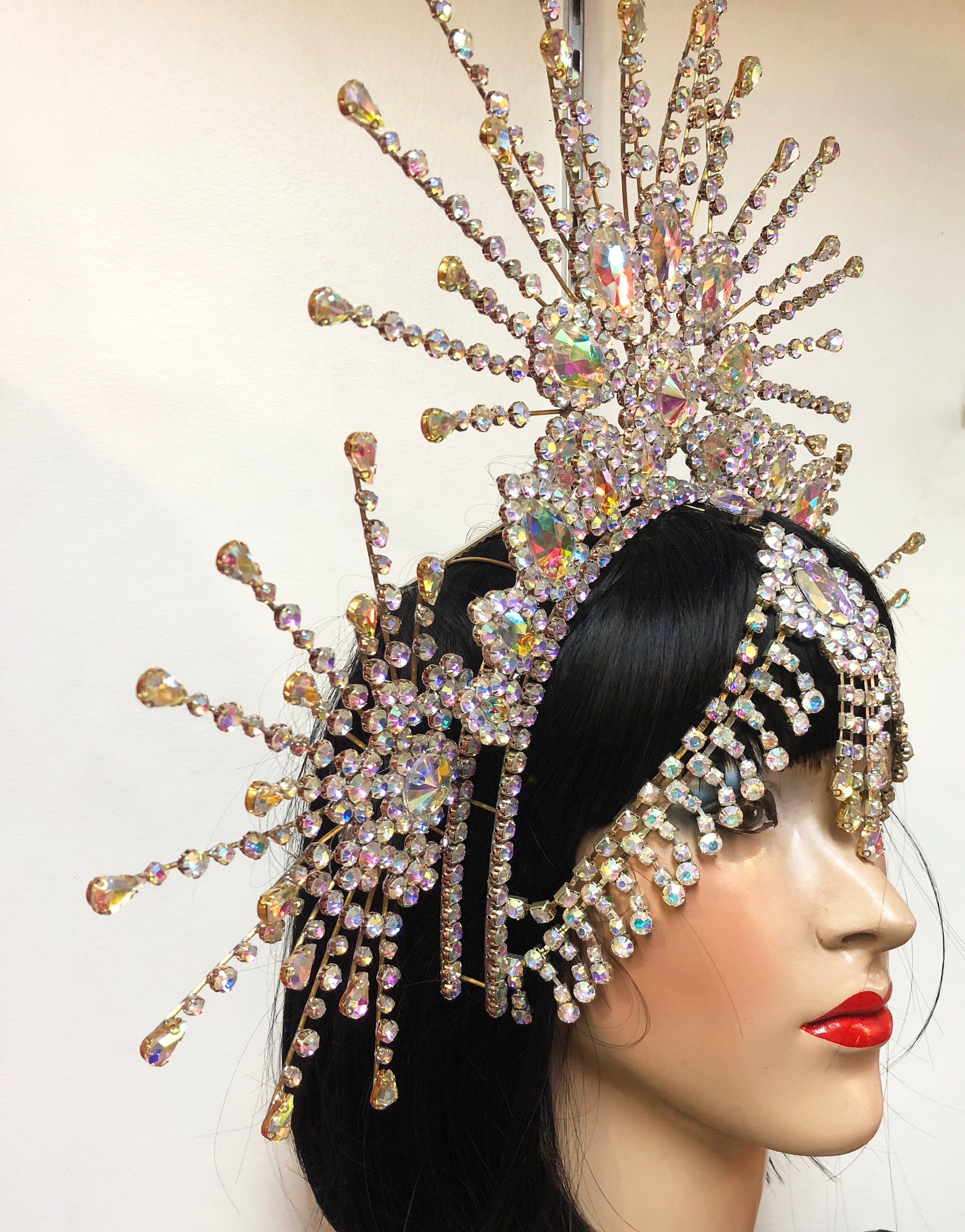 Da NeeNa J962 Sunshine Asian Lady Showgirl Pageant Samba Crystal Headdress Crown