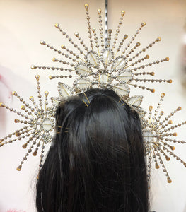 Da NeeNa J962 Sunshine Asian Lady Showgirl Pageant Samba Crystal Headdress Crown