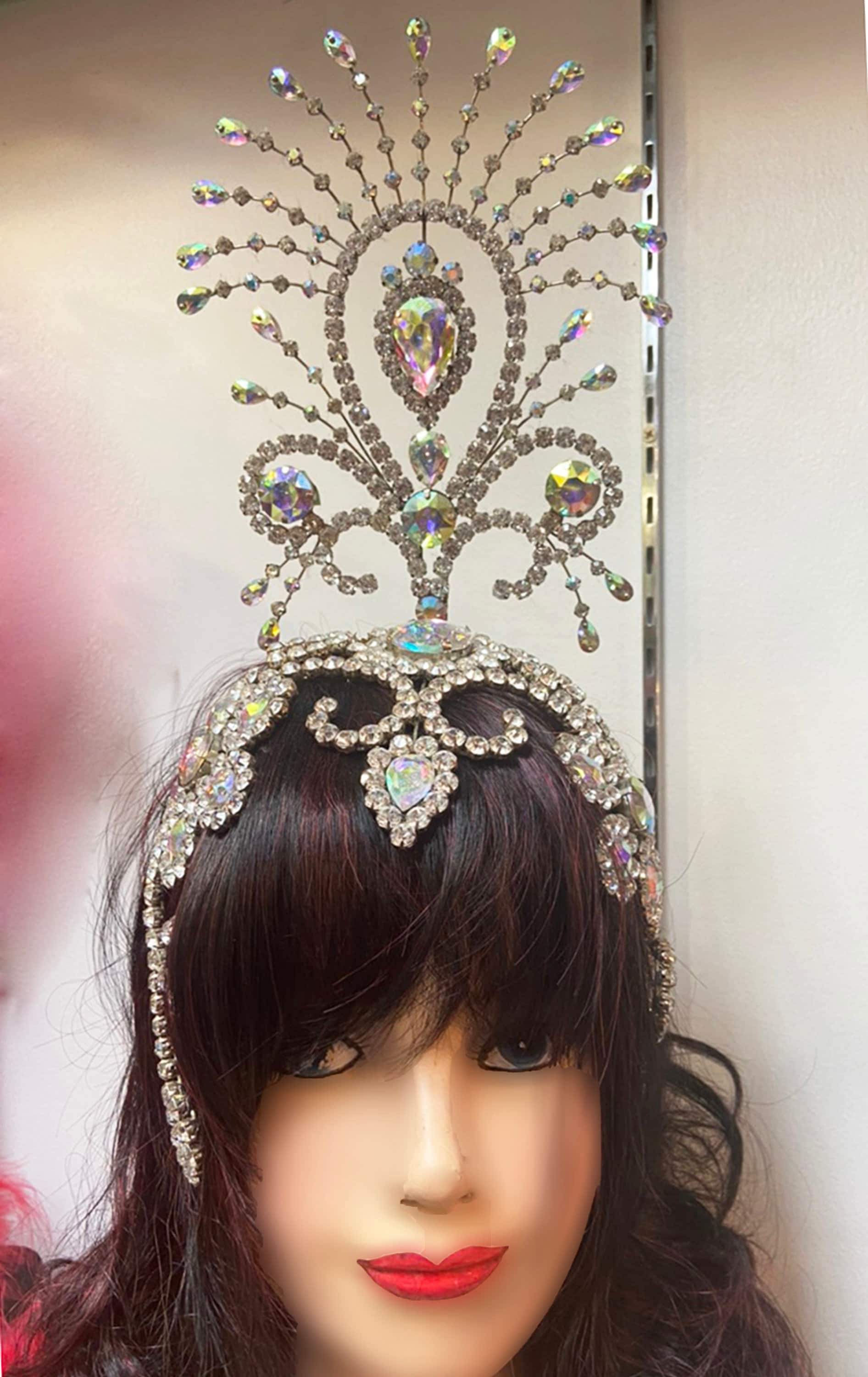 DaNeeNa J964 Tree of Mars Angle Showgirl Pageant Samba Crystal Headdress Crown