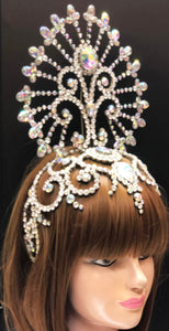 DaNeeNa J966 Flowers of Ballon Showgirl Pageant Samba Crystal Headdress Crown