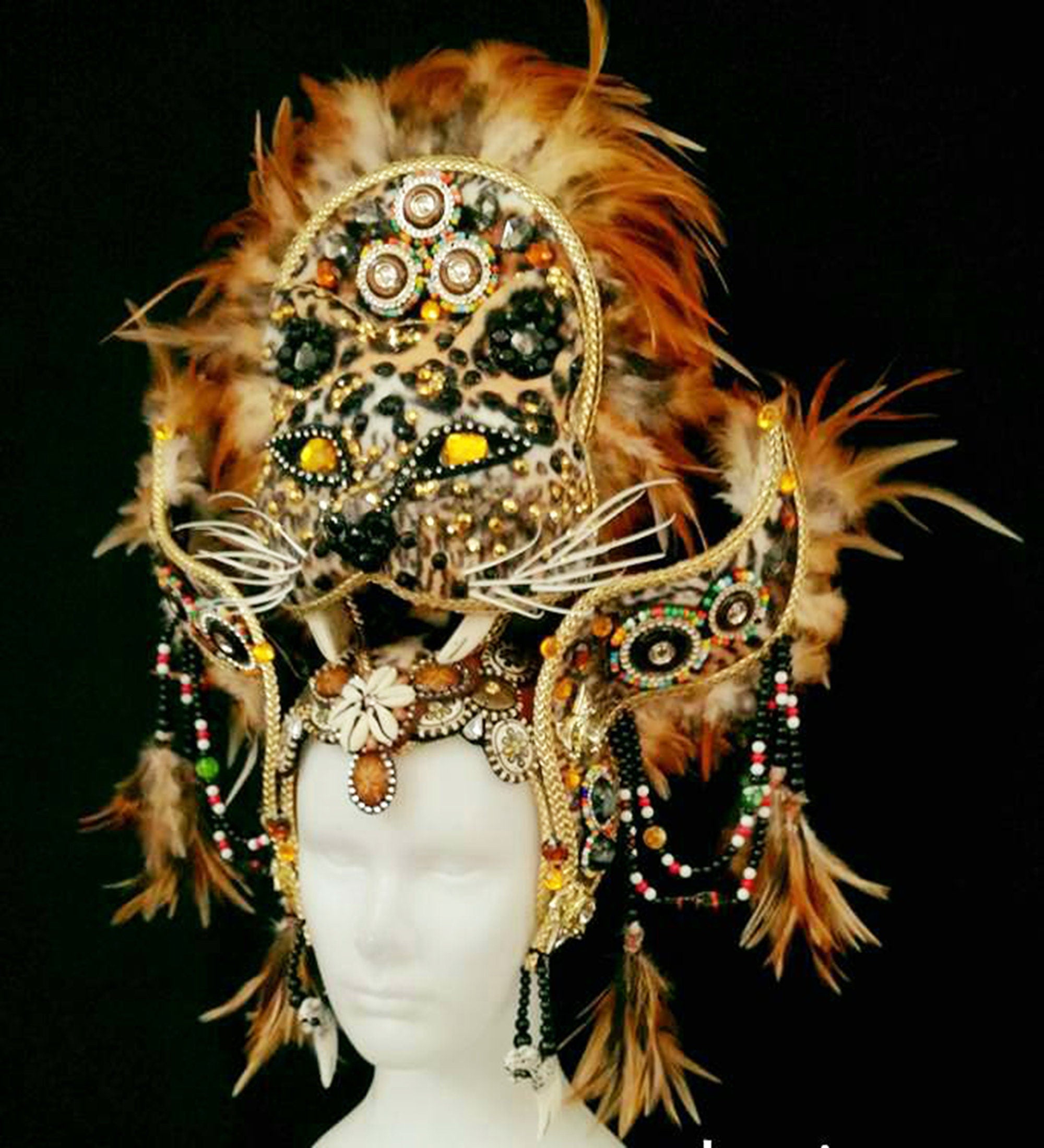 Da NeeNa H990 Leopard Gypsy Wild Cabaret Dance Pageant Showgirl Vegas Headdress