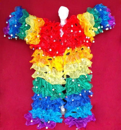 Da NeeNa RBCC Vegas Organza Cabaret Drag Queen Rainbow Gay Pride Ruffle Coat