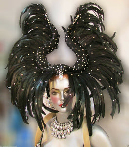 Da NeeNa H160 Witch Magician Queen Feather Showgirl Dance Burlesque Headdress