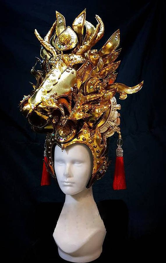 Da NeeNa HUT Gold Horse Unicorn Stallion Seabiscuit Spirit Champion Derby Headdress