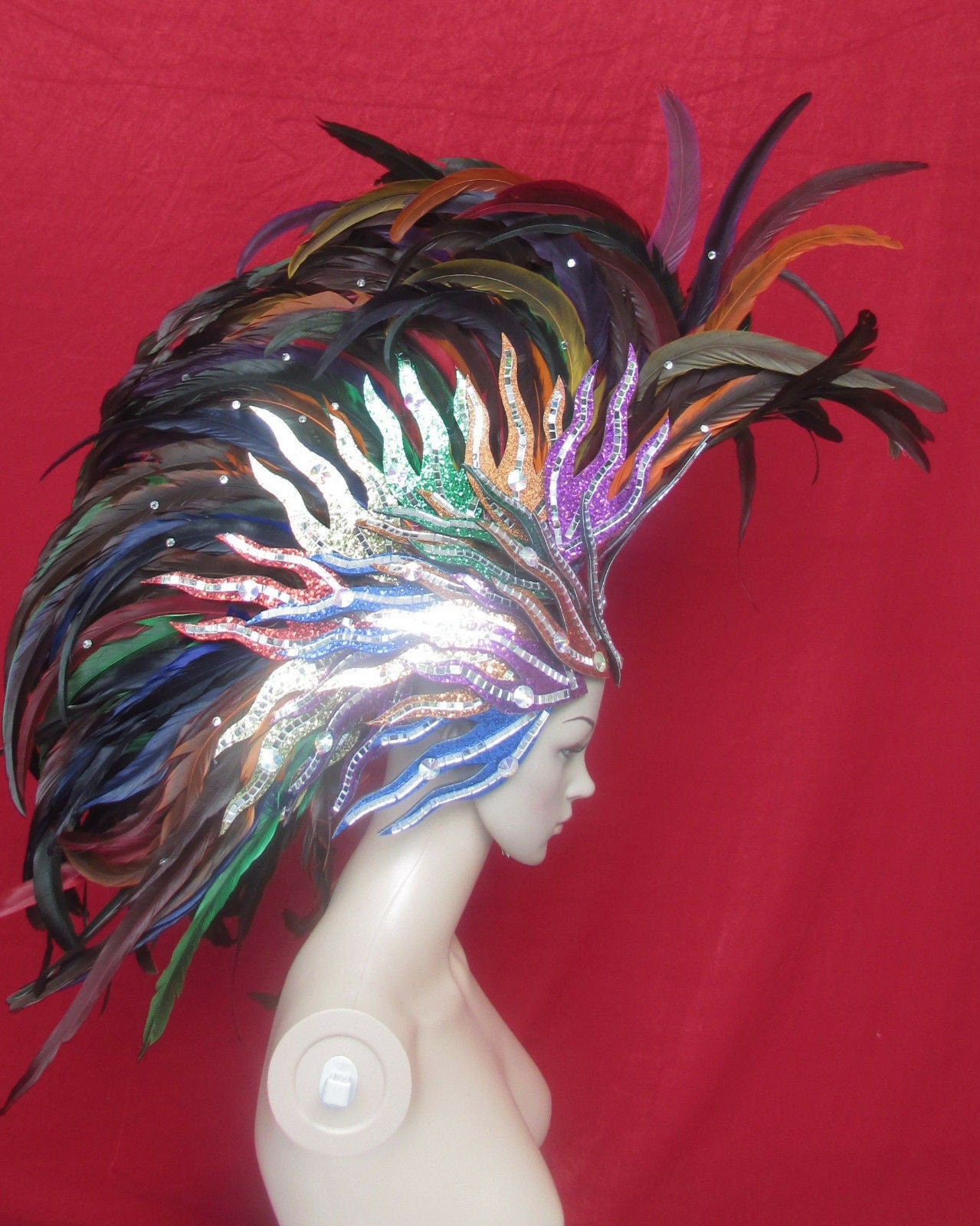 Da NeeNa H043s Feather Vegas Roman Mohawk Showgirl Headdress