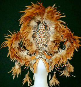 Da NeeNa H990 Leopard Gypsy Wild Cabaret Dance Pageant Showgirl Vegas Headdress