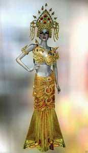 Da NeeNa G045I Gold Thai Asian Princess Dancer Headdress Gown Costume Set XS-XL