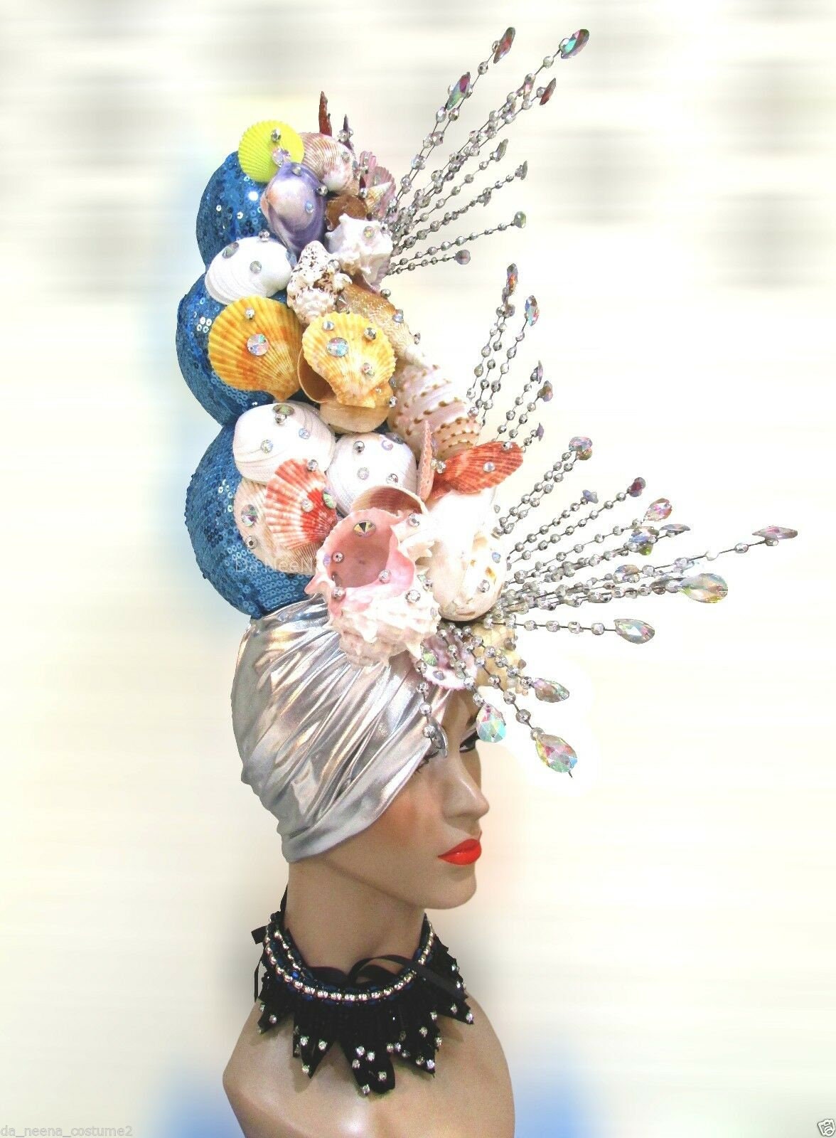 Da NeeNa H545 Shell Sea Princess Crystal Showgirl Dance Crystal Headdress