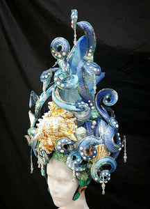 Da NeeNa H779 HUT Shell Sea Ocean Water Poseidon Crystal Showgirl Pageant Headdress