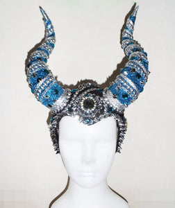 Da NeeNa H618 The Strong Viking Warrior Longhorns Crystal Dance Drag Headdress