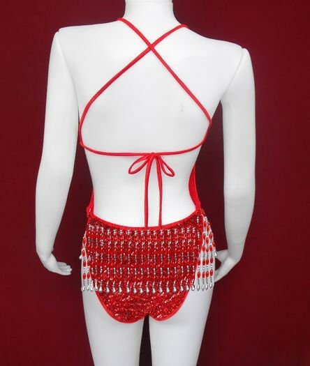 Da NeeNa R28 (Ready to ship - red ) Party Latin Dance Costume Drag Showgirl Leotard