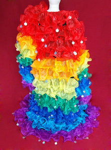 Da NeeNa RBCC Vegas Organza Cabaret Drag Queen Rainbow Gay Pride Ruffle Coat