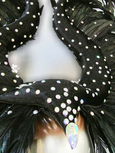 Da NeeNa H160 Witch Magician Queen Feather Showgirl Dance Burlesque Headdress