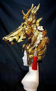 Da NeeNa HUT Gold Horse Unicorn Stallion Seabiscuit Spirit Champion Derby Headdress