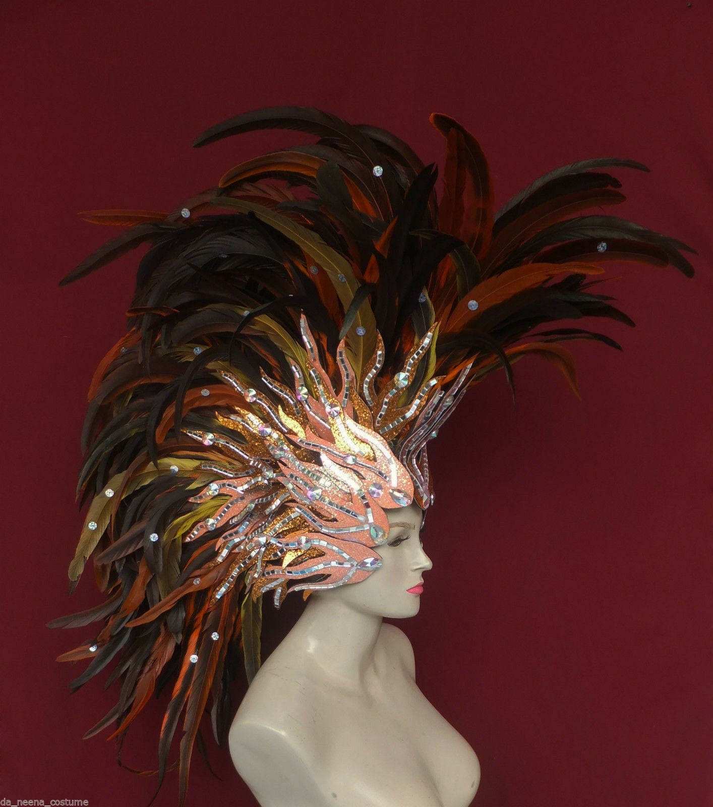 Da NeeNa H043s Feather Vegas Roman Mohawk Showgirl Headdress