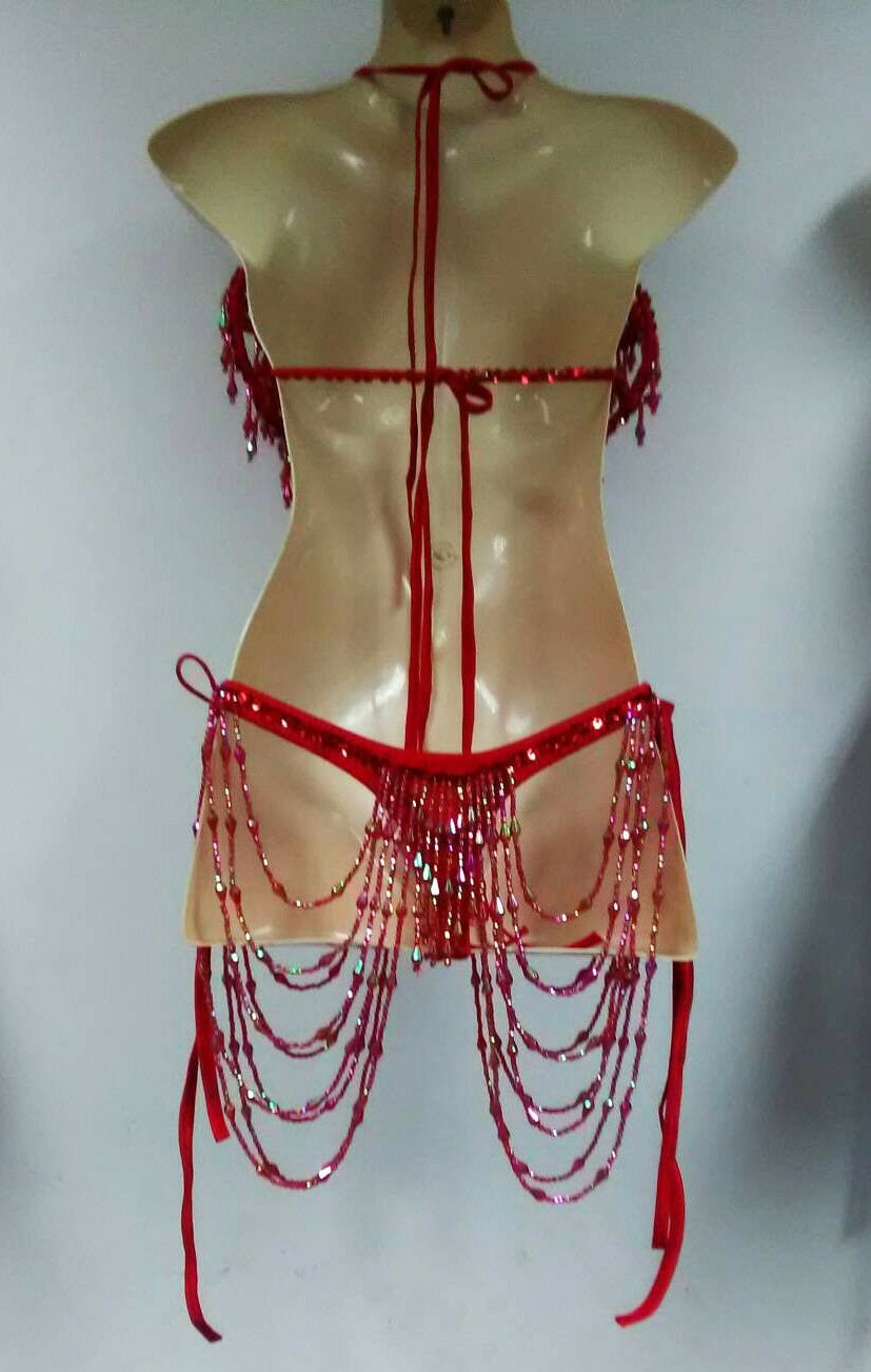 Da NeeNa M824 Glitter Heart Angel Cabaret Dance Pageant Vegas Bra Bikini XS-XL