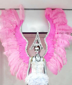 Da NeeNa B043 Gigantic Pink Ostrich Feather Victoria Angel Wings