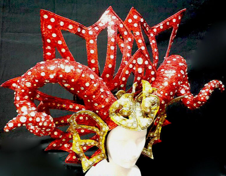 Da NeeNa H822 HUT Chameleon Alien Monster Parade Showgirl Vegas Crystal Headdress