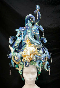 Da NeeNa H779 HUT Shell Sea Ocean Water Poseidon Crystal Showgirl Pageant Headdress