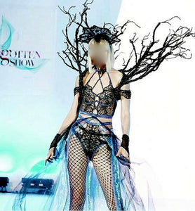 Da NeeNa B854 Tree Branch Black Coral Queen Vegas Dance Pageant Showgirl Shoulder Pieces