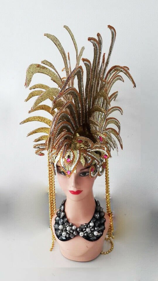 Da NeeNa H111 Vegas Showgirl Pageant American Gold Mohawk Tribal Headdress