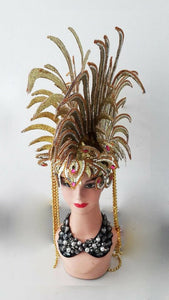 Da NeeNa H111 Vegas Showgirl Pageant American Gold Mohawk Tribal Headdress