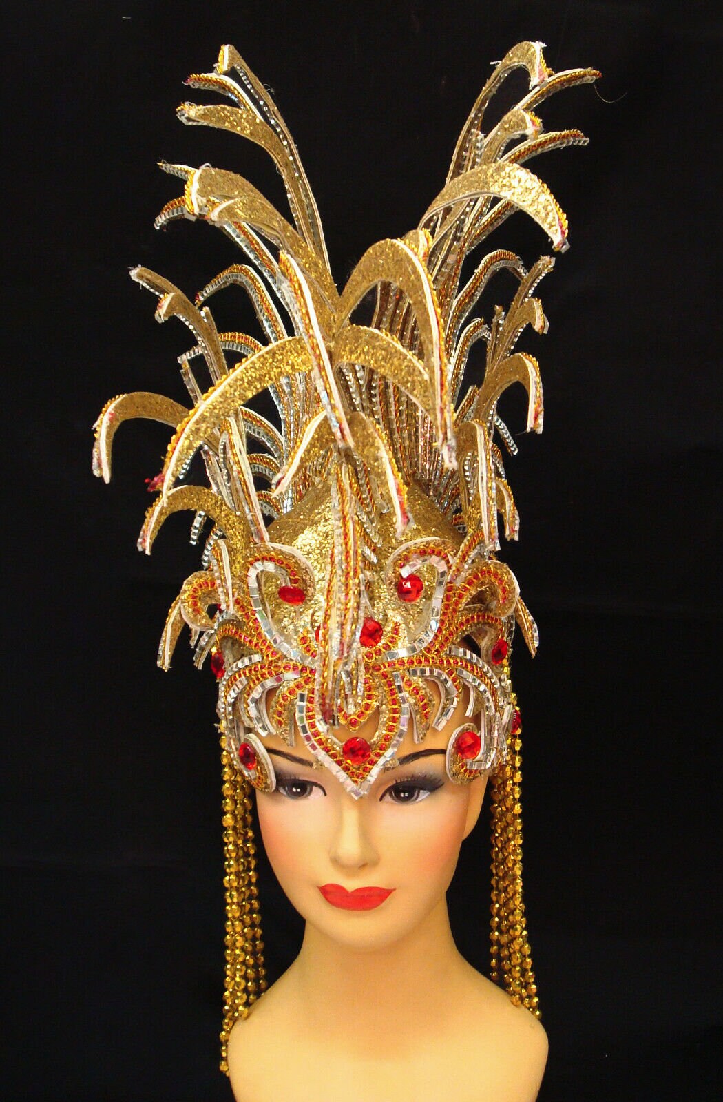 Da NeeNa H111 Vegas Showgirl Pageant American Gold Mohawk Tribal Headdress