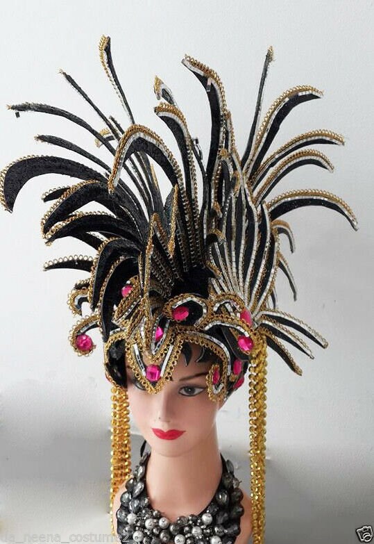 Da NeeNa H111 Vegas Showgirl Pageant American Gold Mohawk Tribal Headdress