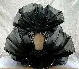 Da NeeNa C844 Black Swan Lady Drag Dance Crystal Pageant Backpiece Headdress