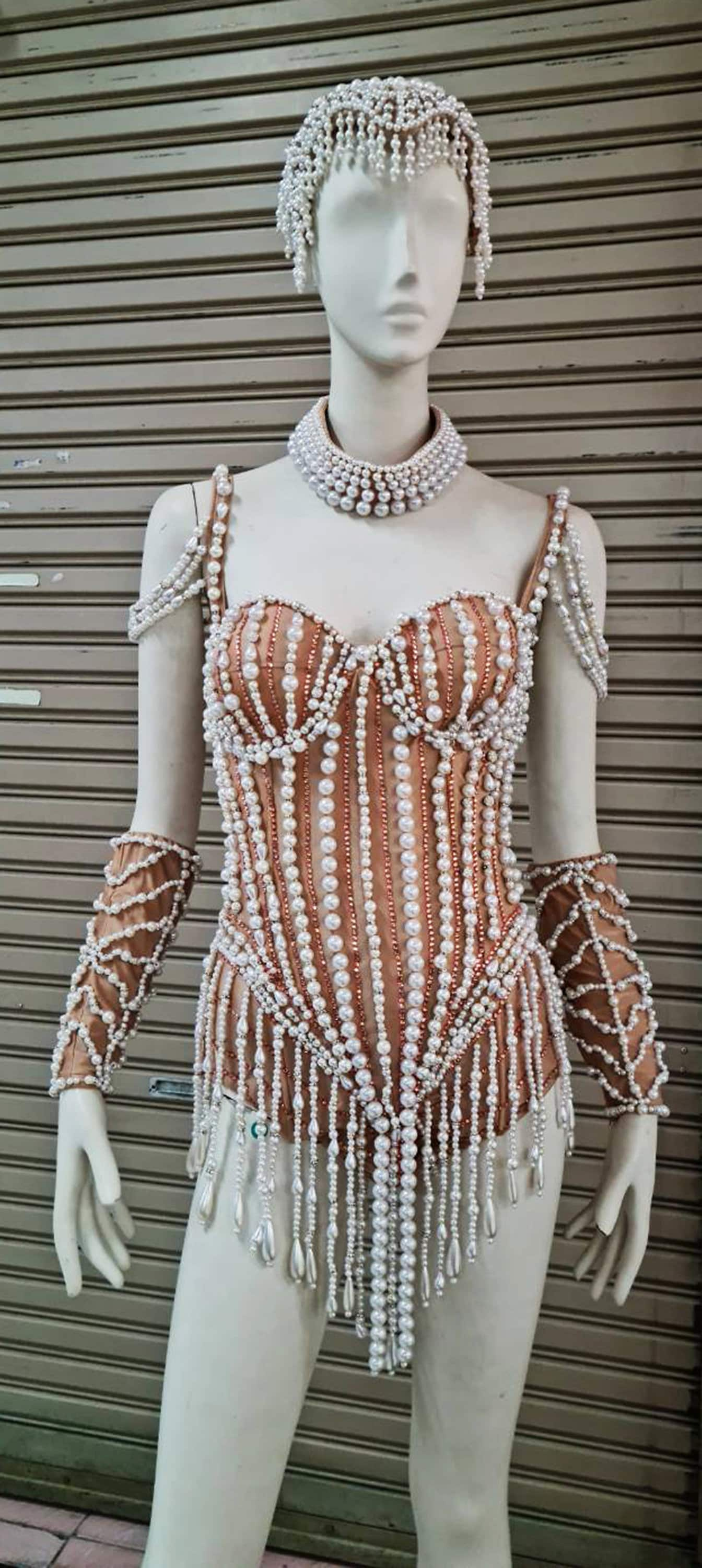 Da NeeNa T1017 Burlesque Vegas Christina Aguilera Costume Pearl Leotard XS-XL