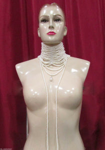 Da NeeNa J018H Showgirl Pearl Dior Pageant Vegas Cabaret Drag Pearl Necklace Choker