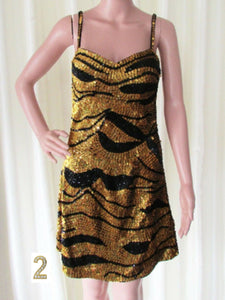 TIG Dance Vegas Dance Tiger Prom Sequin Dress XS-XL