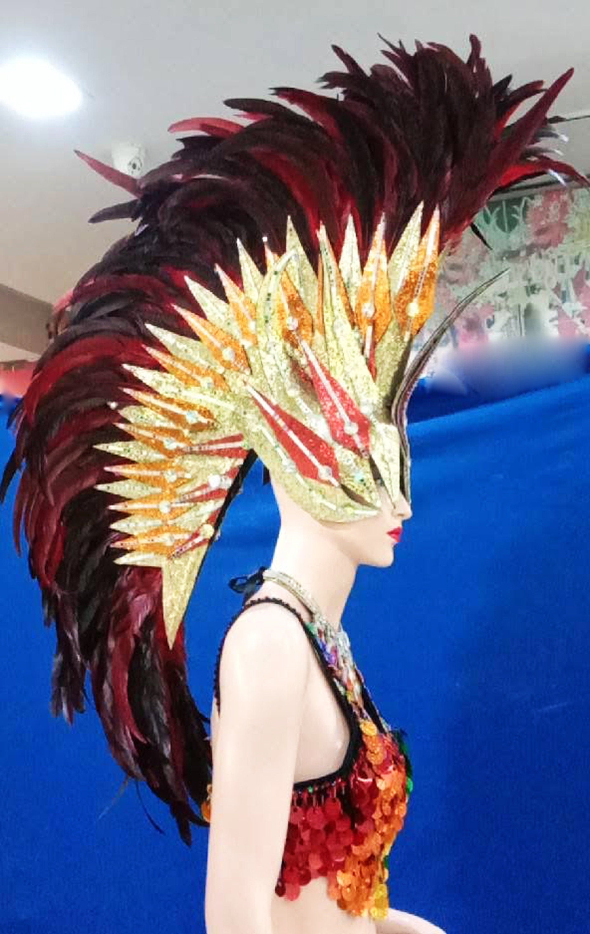 Da NeeNa H130 Avatar Feather Iron Hero Men Alien Mohawk Headdress