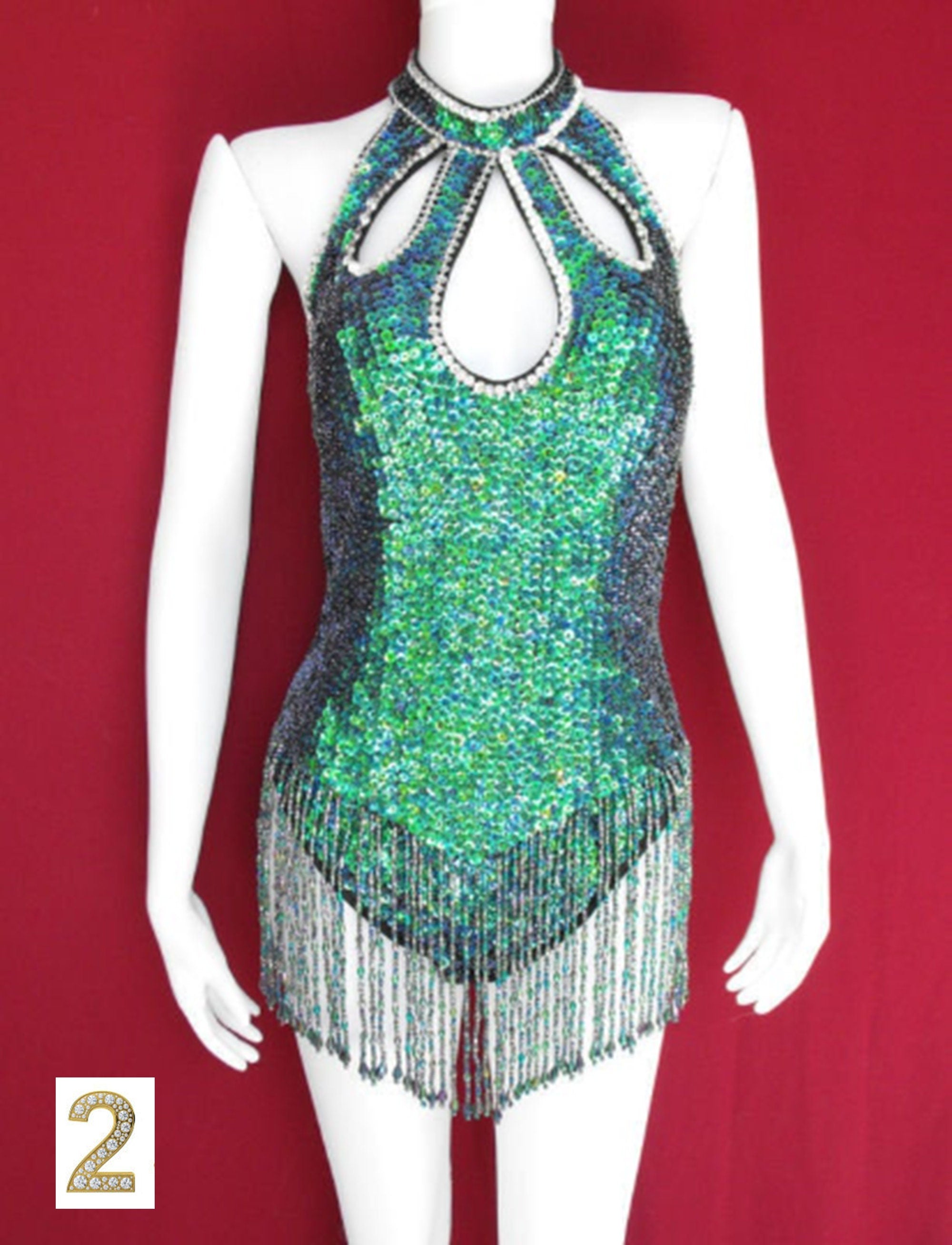 Da NeeNa G7 Party Latin Dance Drag Queen Sequin Costume XS - XL