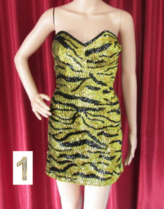 TIG Dance Vegas Dance Tiger Prom Sequin Dress XS-XL