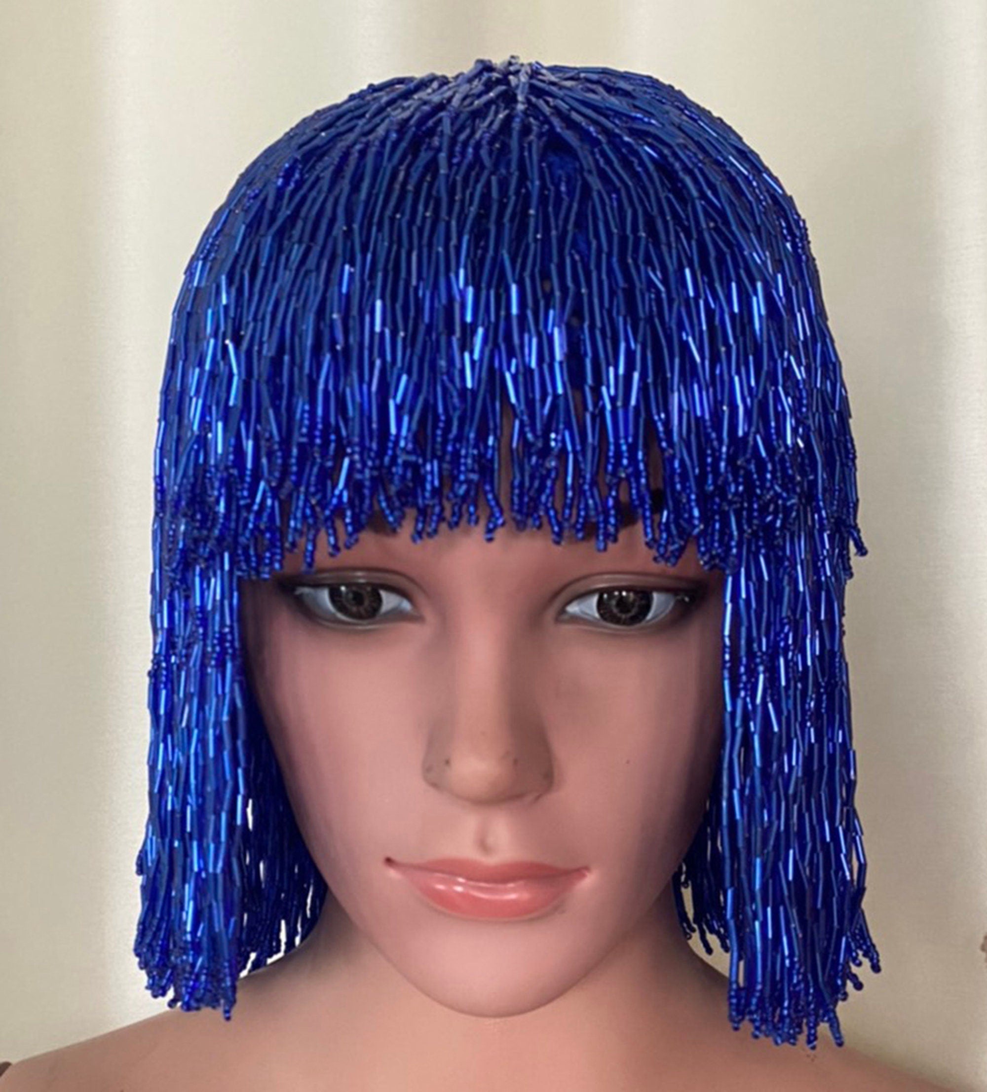 Da NeeNa WIG Bead Fancy Cher Showgirl Bob bang Short Hair Beaded Wig