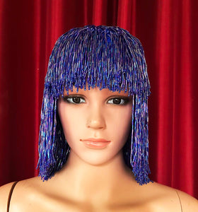 Da NeeNa WIG Bead Fancy Cher Showgirl Bob bang Short Hair Beaded Wig