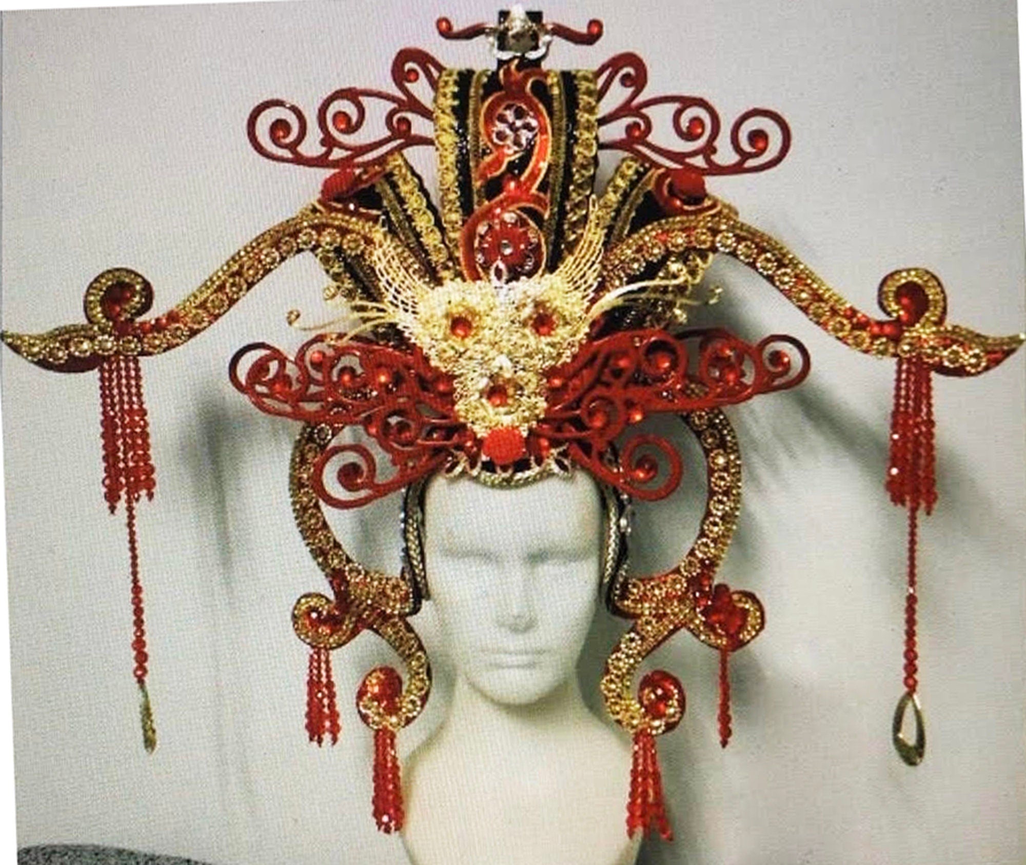 Da NeeNa H935 Golden Asian Chinese Japan Emperor Empress Vegas Crystal Headdress