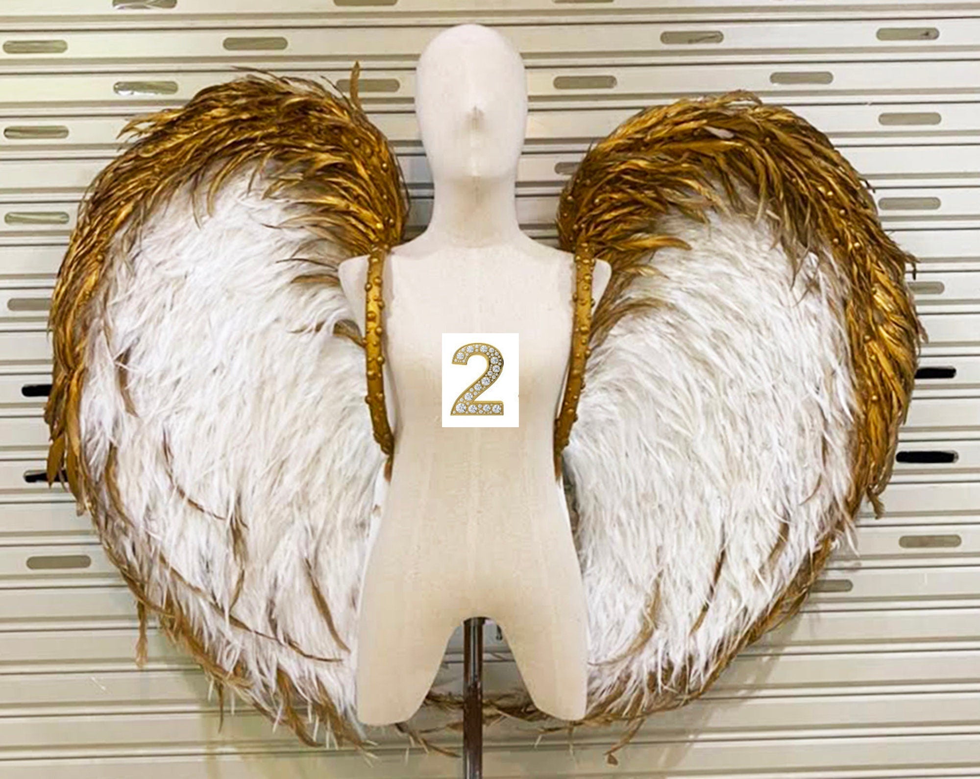 Da NeeNa C724 Gold Bird Showgirl Dance Pageant Crystal Angel Wings Shoulder Pieces