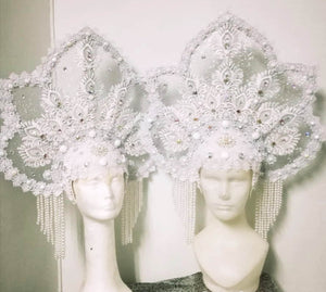 Da NeeNa H1040 Purely Love White Princess Showgirl Stage Queen Vegas Dance Headdress