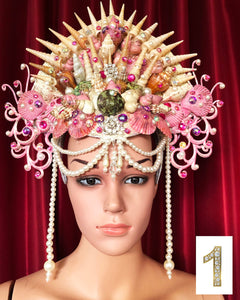 Da NeeNa H1050 Sea Ocean Poseidon Shell Queen Crystal Showgirl Pageant Headdress