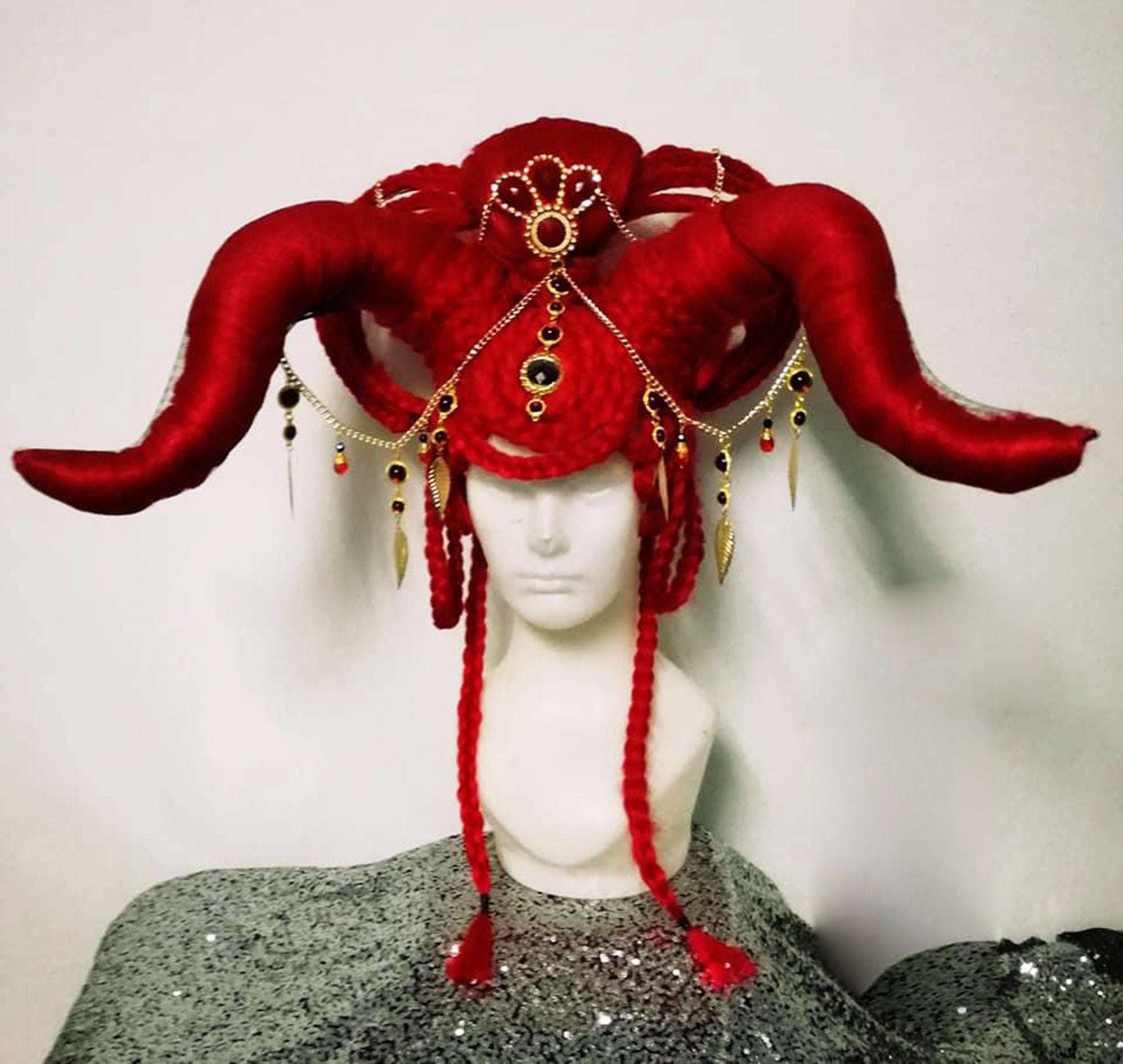 DaNeeNa H1052 Devil Hellboy Avatar Queen Pageant Vegas Dance Showgirl Headdress