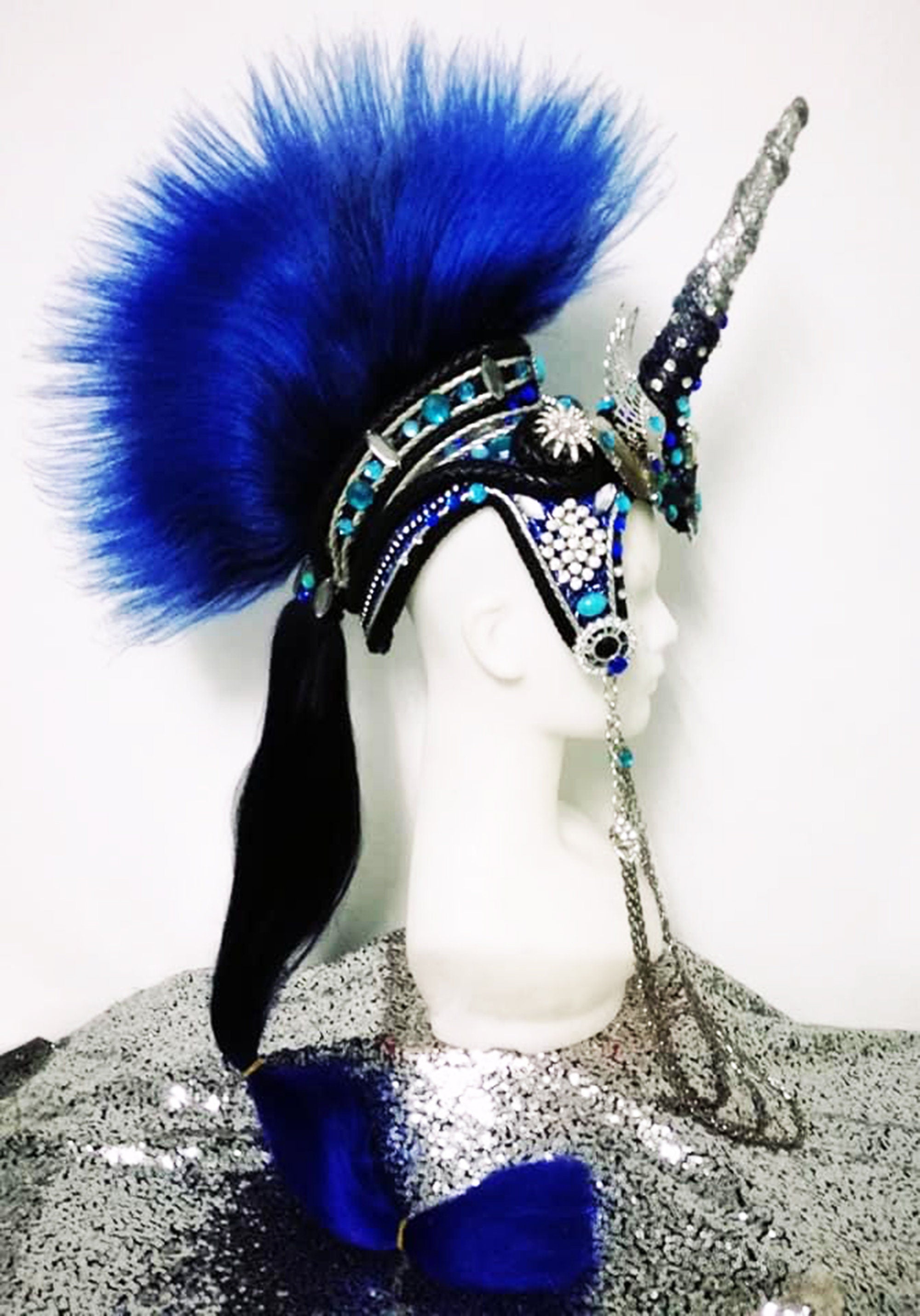 Da NeeNa H1047 Unique Mohawk Horn Drag Dress Cabaret Showgirl Unicorn Headdress