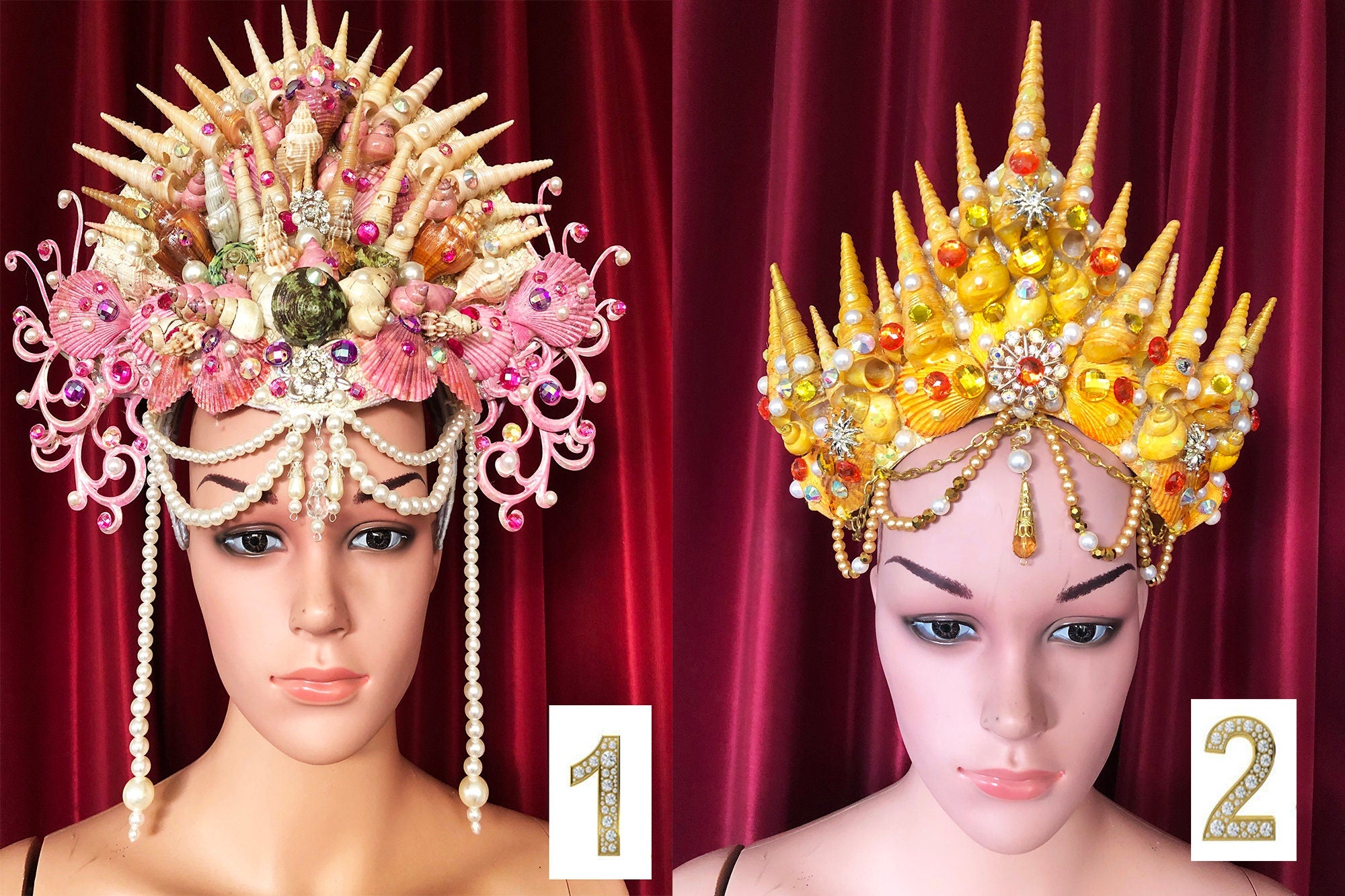 Da NeeNa H1050 Sea Ocean Poseidon Shell Queen Crystal Showgirl Pageant Headdress