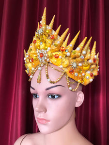 Da NeeNa H1050 Sea Ocean Poseidon Shell Queen Crystal Showgirl Pageant Headdress