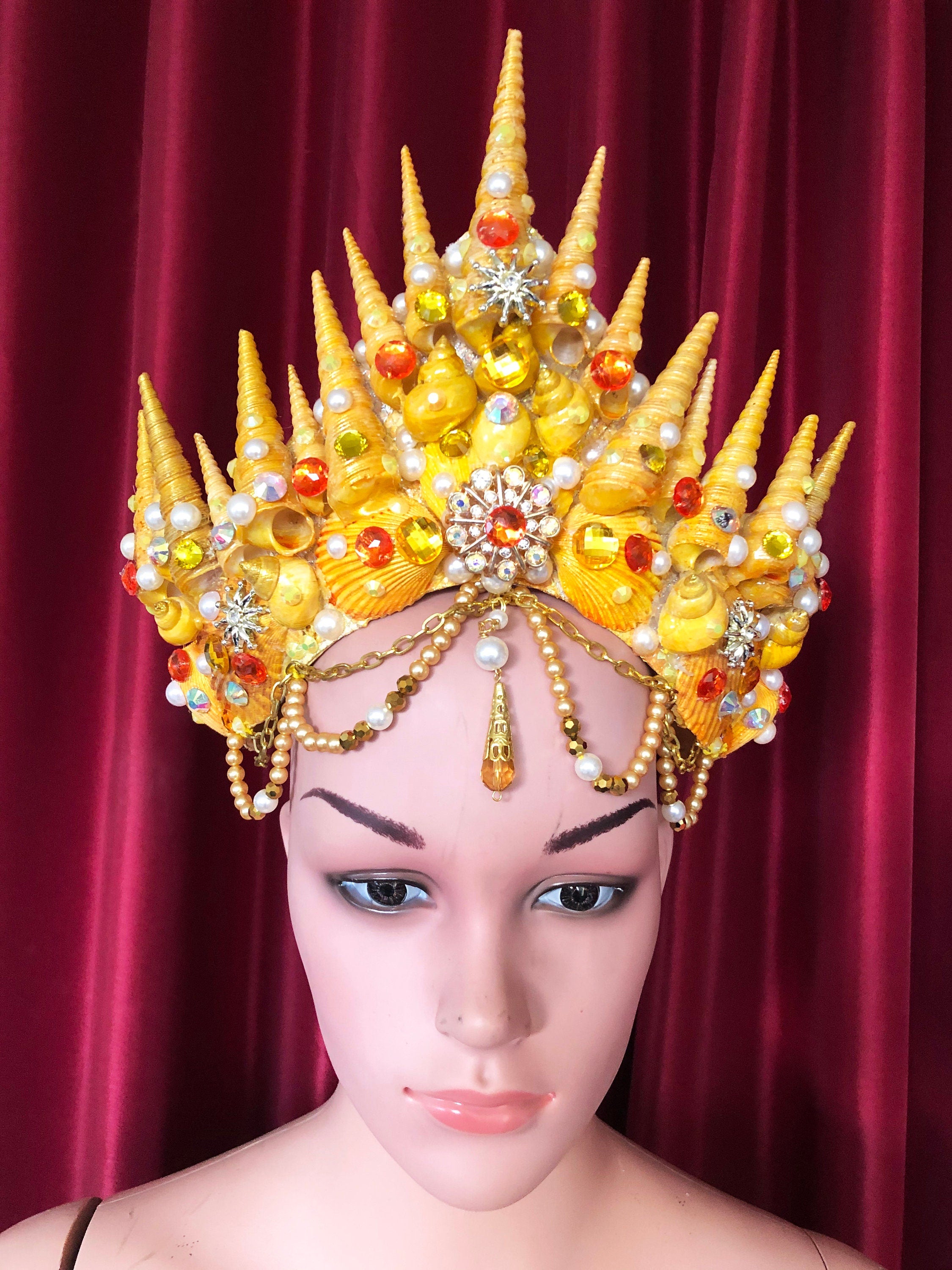 Da NeeNa H1050 Sea Ocean Poseidon Shell Queen Crystal Showgirl Pageant Headdress