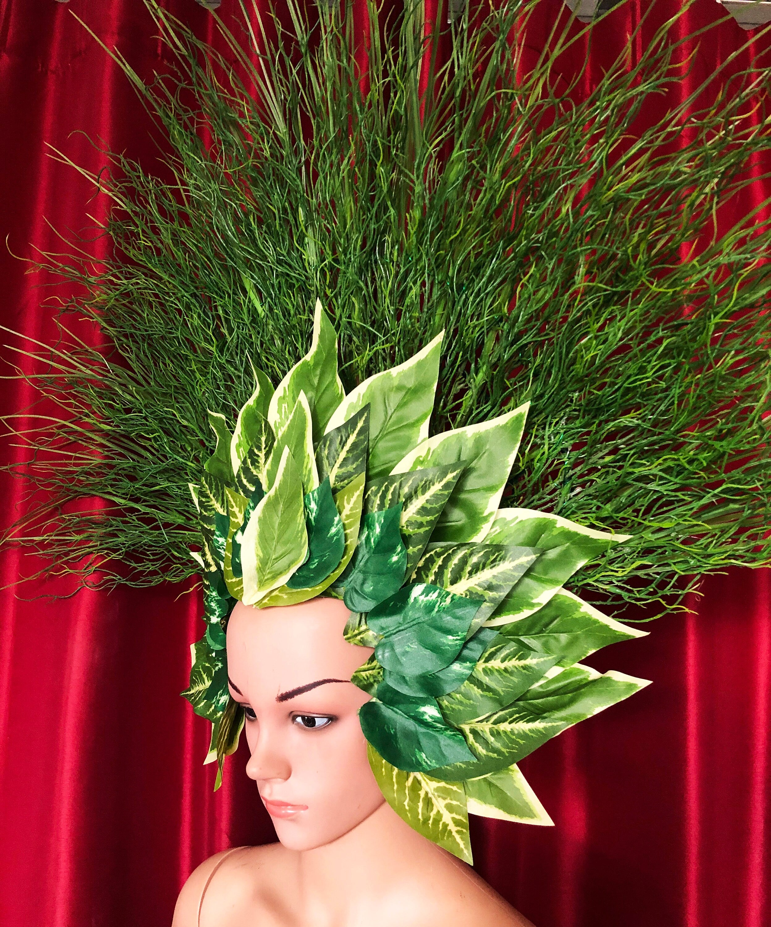 DaNeeNa H1055 Coral Seaweed Grass Field Pageant Vegas Dance Showgirl Headdress