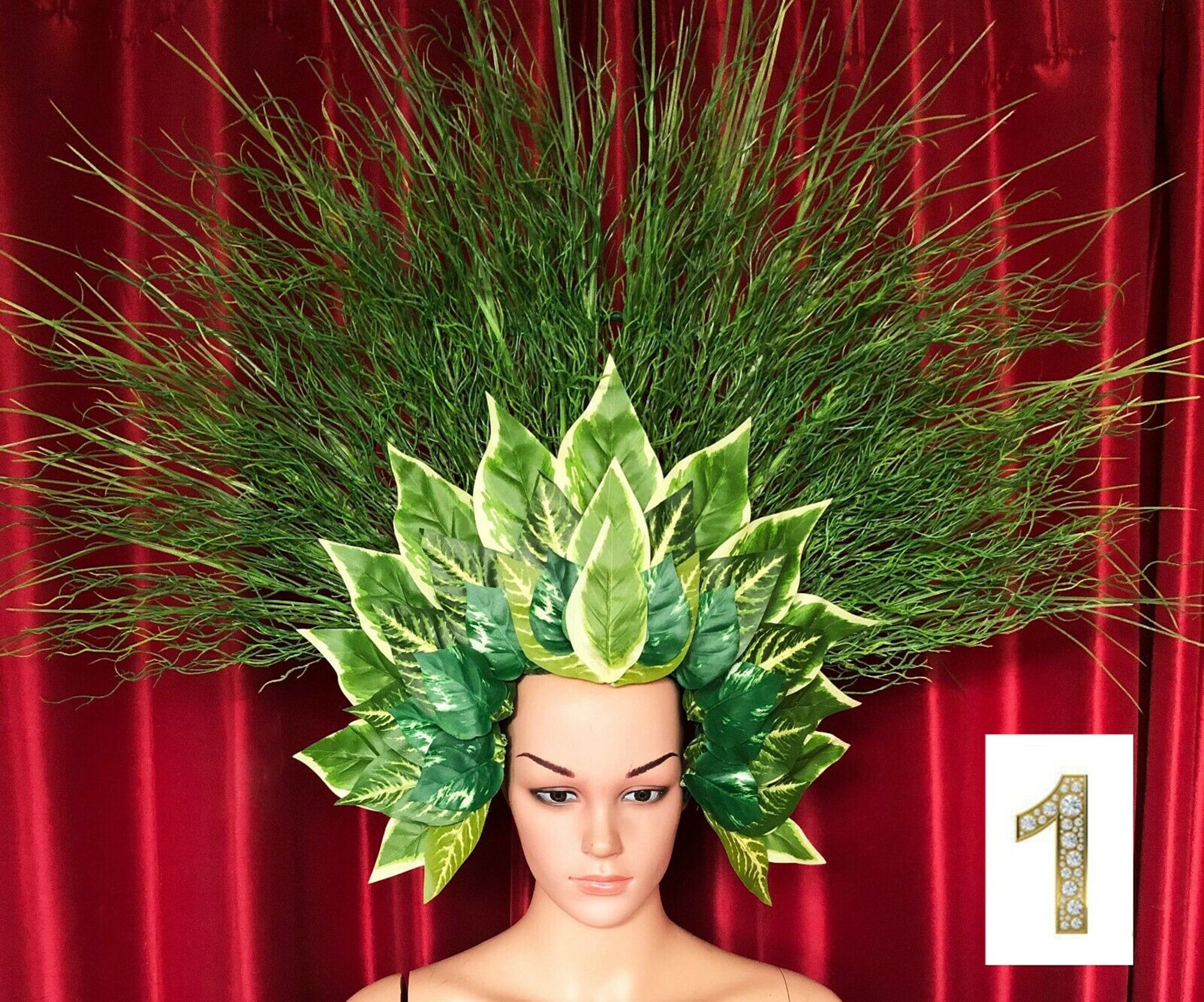 DaNeeNa H1055 Coral Seaweed Grass Field Pageant Vegas Dance Showgirl Headdress