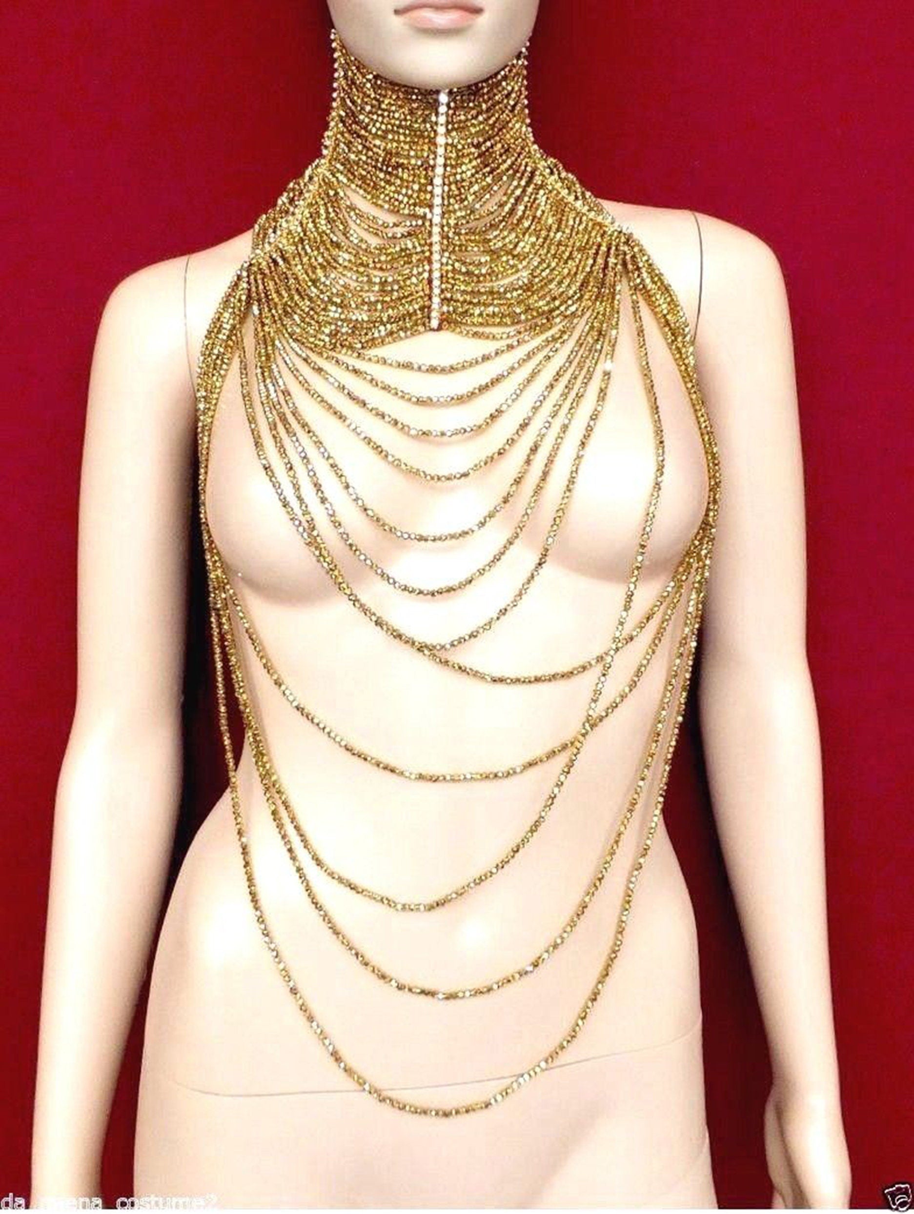 Da NeeNa J018G Showgirl Pageant Vegas Cabaret Drag Pearl Necklace Choker